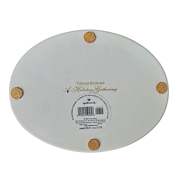 THOMAS KINKADE Vintage Oval Porcelain Trivet “A Holiday Gathering” 8.5” - Picture 3 of 4